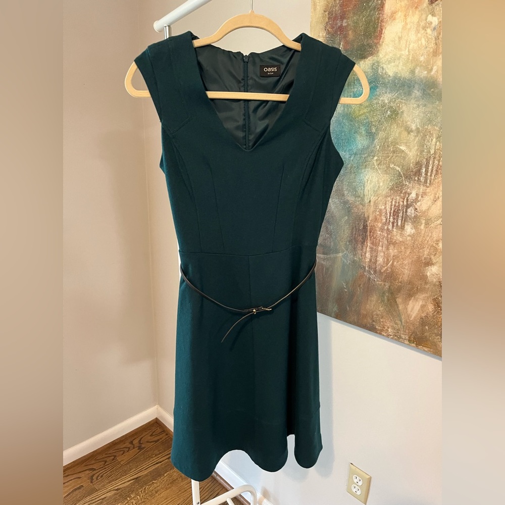 Cap sleeve wool dress
